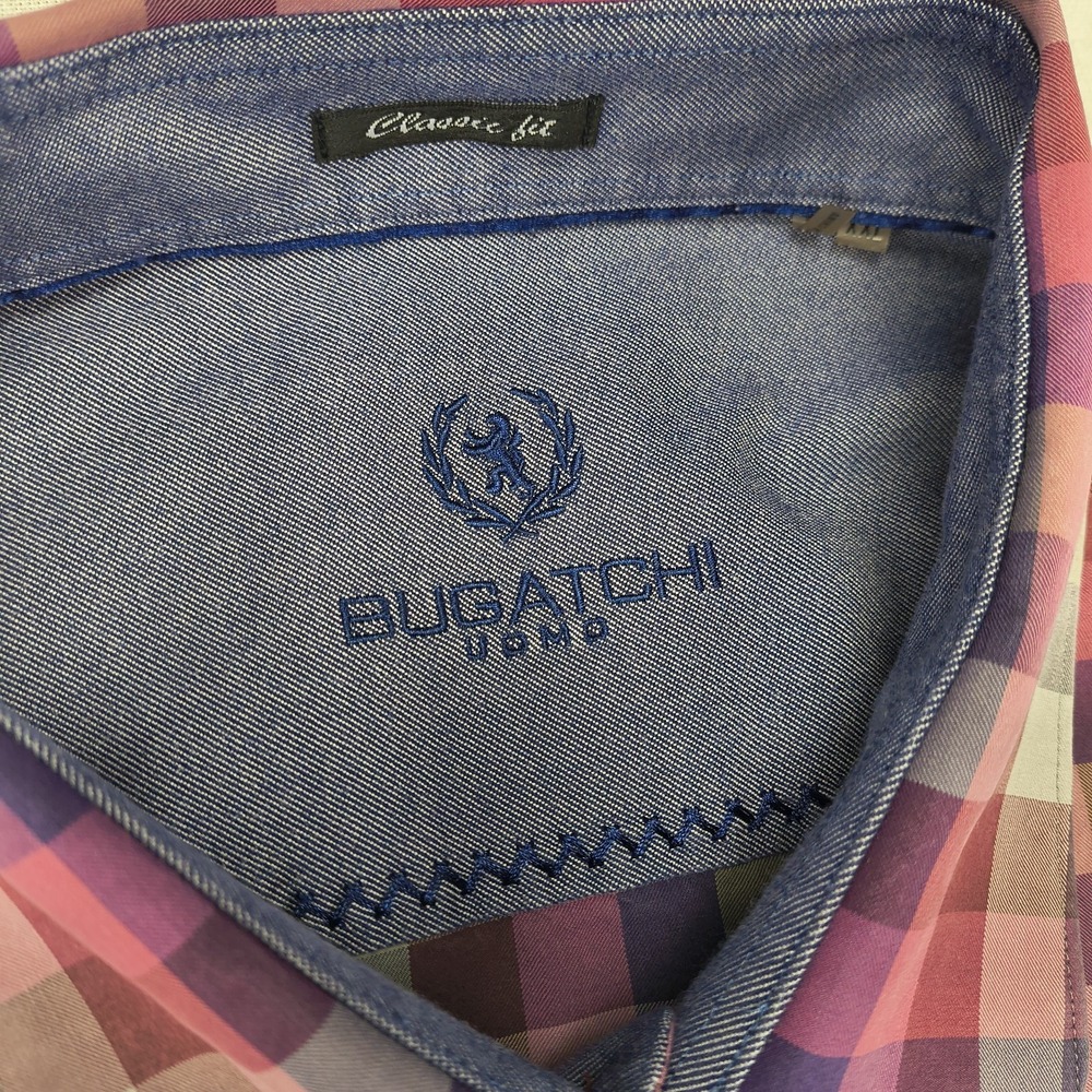 Bugatchi Uomo Mens XXL Classic Fit Long Sleeve Plaid Button Up Shirt Multicolor - Picture 7 of 11